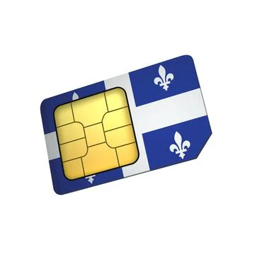 SIM Card with Flag of Quebec A concept of Canada Mobile Operator Stock Illustration
