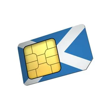 SIM Card with Flag of Scotland A concept of United Kingdom Mobile Operator Stock Illustration
