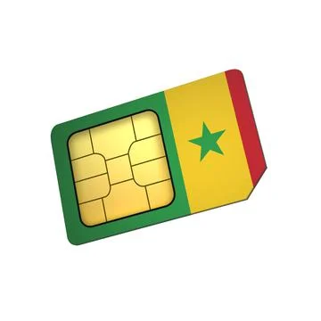 SIM Card with Flag of Senegal A concept of Senegal Mobile Operator Stock Illustration