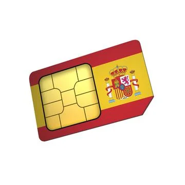 SIM Card with Flag of Spain A concept of Spanish Mobile Operator Stock Illustration