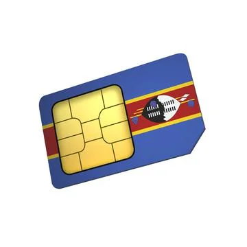 SIM Card with Flag of Swaziland A concept of Swaziland Mobile Operator Stock Illustration