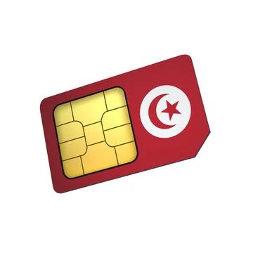 SIM Card with Flag of Tunisia A concept of Tunisian Mobile Operator Stock Illustration