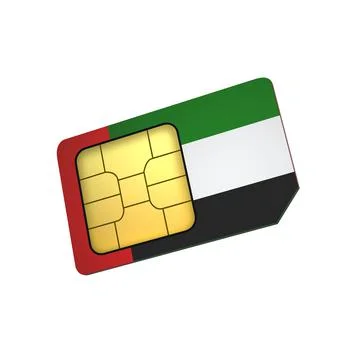 SIM Card with Flag of United Arab Emarat A concept of United Arab Emirates Mo Stock Illustration