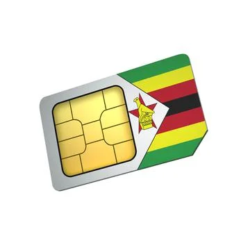 SIM Card with Flag of Zimbabwe A concept of Zimbabwe Mobile Operator Stock Illustration