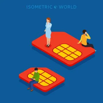 SIM card flat isometric concept Stock Illustration