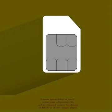 SIM card. Flat modern web button with long shadow and space for your text. Stock Illustration
