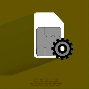 SIM card. Flat modern web button with long shadow and space for your text. 스톡 일러스트