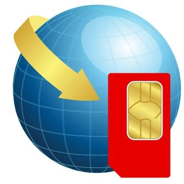 Sim card with globe and arrow Illustrazione stock