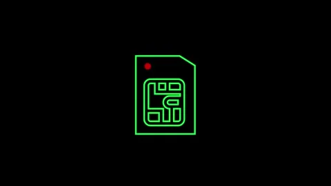 Sim card icon animation on black background. Mobile cellular phone sim card.. 스톡 동영상 331989757