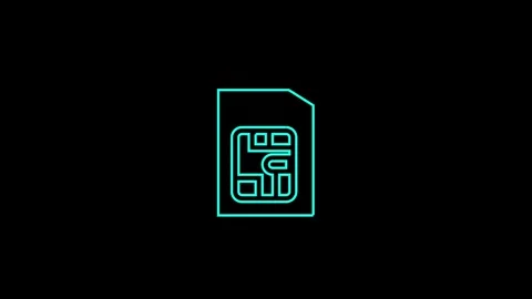 Sim card icon animation on black background. Mobile cellular phone sim card.. Vidéo 336881586