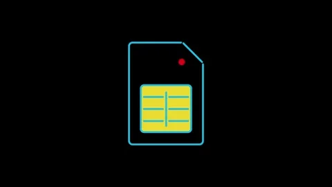 Sim card icon animation on black background. Mobile cellular phone sim card.. 스톡 동영상 336881594
