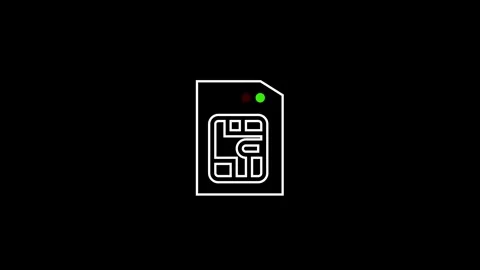 Sim card icon animation on black background. Mobile cellular phone sim card.. Stock Footage 340408354