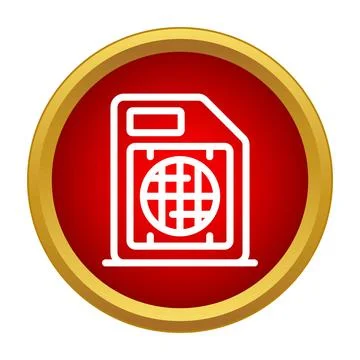 Sim card icon displaying global connection Stock Illustration