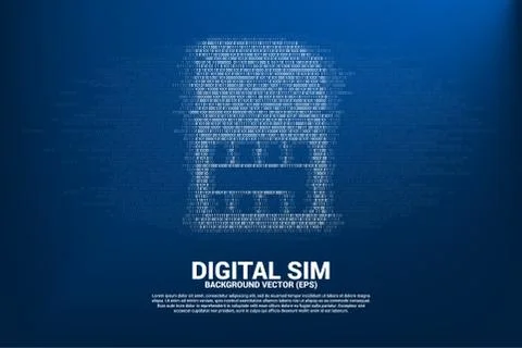 Sim card icon with one and zero binary code digit matrix style. Stockillustratie