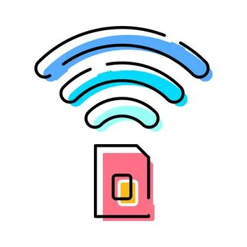 Sim card icon providing wireless internet connection signal Stock Illustration