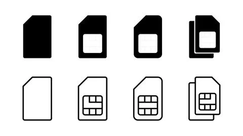 Sim card icon set. dual sim card icon vector Stock Illustration