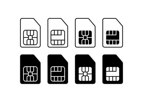 Sim card icon set. Gsm illustration symbol. Sign phone card vector flat. Stock Illustration