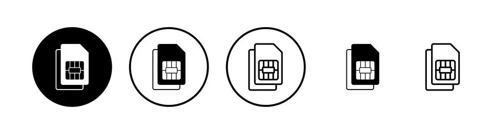 Sim card icons vector set. Mobile slot icon. Mobile cellular phone sim card.. Stock Illustration