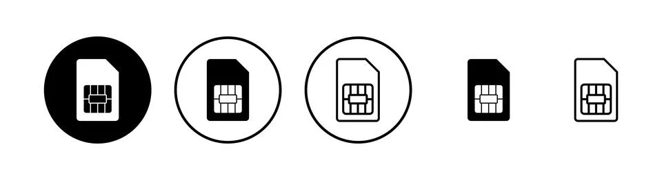 Sim card icons vector set. Mobile slot icon. Mobile cellular phone sim card.. Stock Illustration