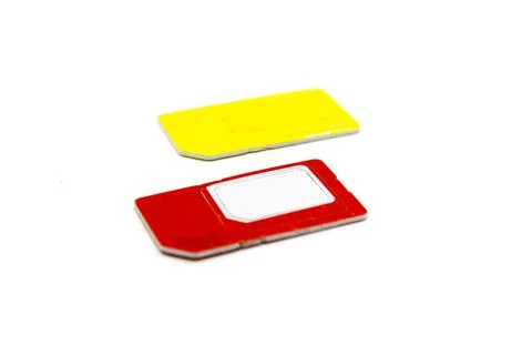 Sim card isoalted on white background with selective focus Stock Photos