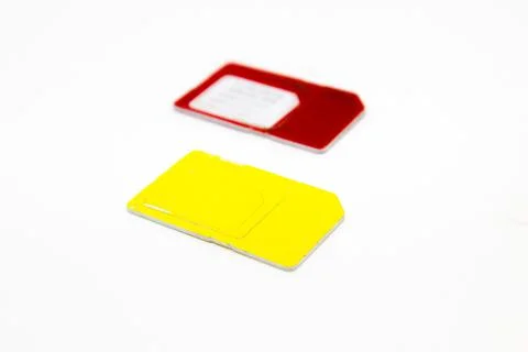 Sim card isoalted on white background with selective focus Stock Photos