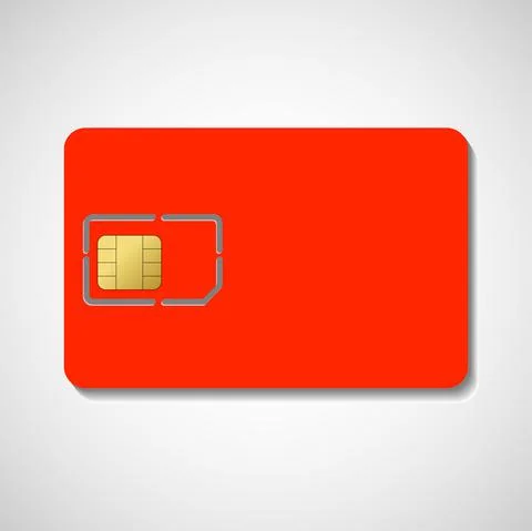Sim card isolated on white background. Chip for mobile phone. Realistic vector Stock Illustration