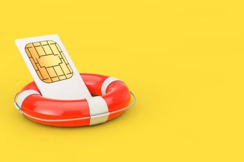 SIM Card with Lifebuoy. 3d Rendering Stock Illustration