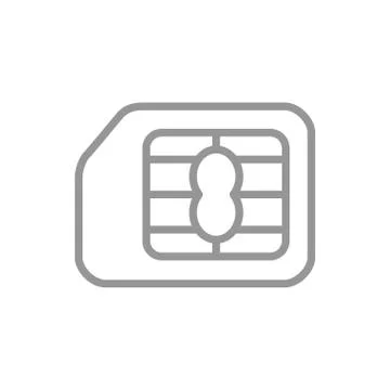 Sim card line icon. Cellular phone card, EMV chip, mobile slot symbol Stock Illustration