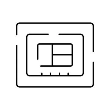 Sim card line icon representing mobile technology connection Illustrazione stock