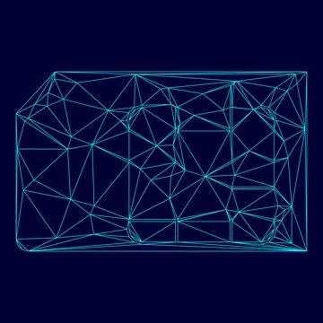 Sim card low poly triangulation triangulated polygonal electric cyan blue vib Stock Illustration