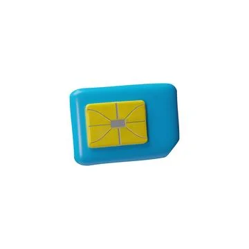 Sim card with microchip 3D vector icon, GSM wireless equipment for mobile phone Stock Illustration