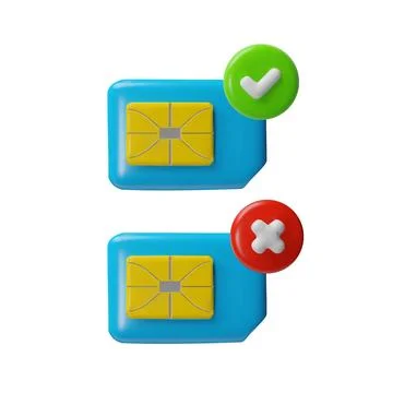 Sim card microchip 3D vector icons set, render wireless GSM equipment for mobile イラスト素材