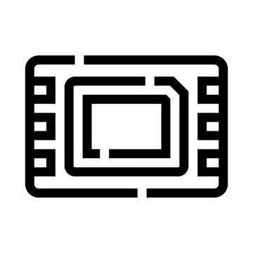 Sim card microchip device outline icon illustration Stock Illustration