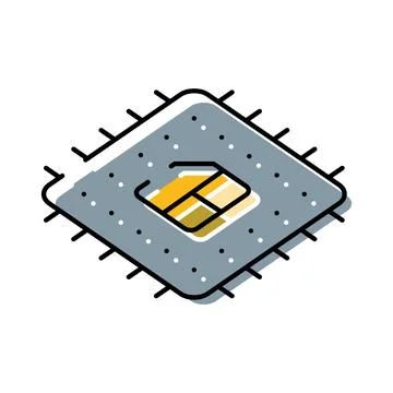 Sim card microchip for electronic communication technology Stock Illustration