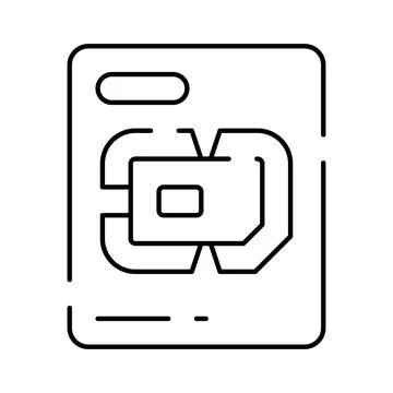 Sim card with microchip line art icon Stock Illustration