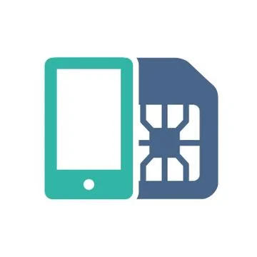 SIM card with mobile phone flat icon. Mobile slot, EMV chip symbol 스톡 일러스트