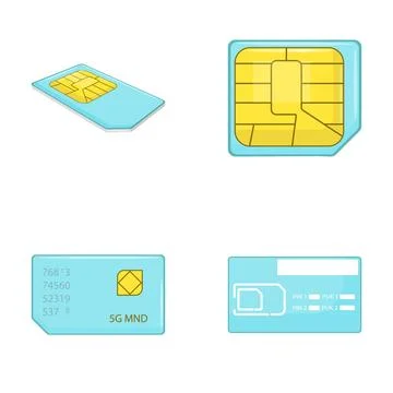 Sim card mobile technology concept with multiple views Illustrazione stock