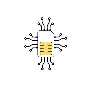 Sim Card. Mobile telecommunications technology symbol. Vector stock illustration 库存插图