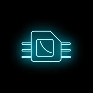 Sim card neon technology outline icon glowing Illustration