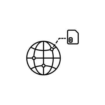 Sim card network, abroad icon. Element of telecommunication icon for mobile Stock Illustration