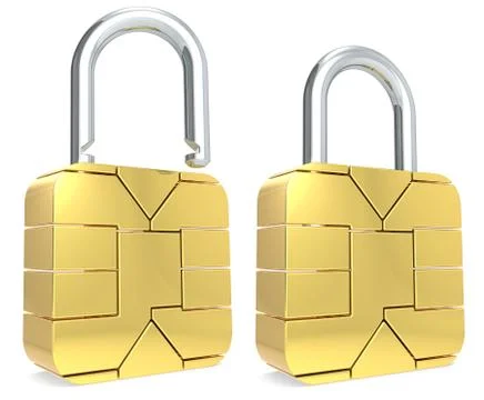 Sim Card Padlock. Stock Illustration
