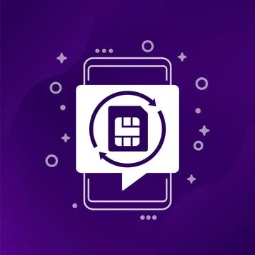 SIM card replacement icon with a phone Stock Illustration