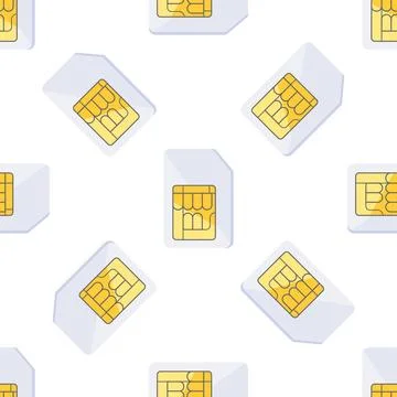 Sim card seamless pattern repeating on white background Stock Illustration