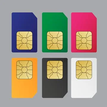 Sim card set on gray background Stock Illustration
