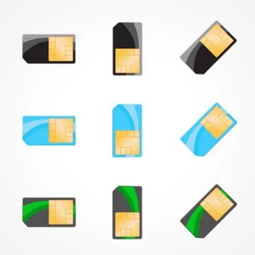 Sim card set. Illustration of designer on white background Stock Illustration