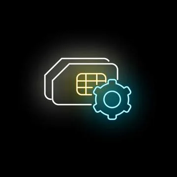 Sim card settings and configuration neon icon Stock Illustration