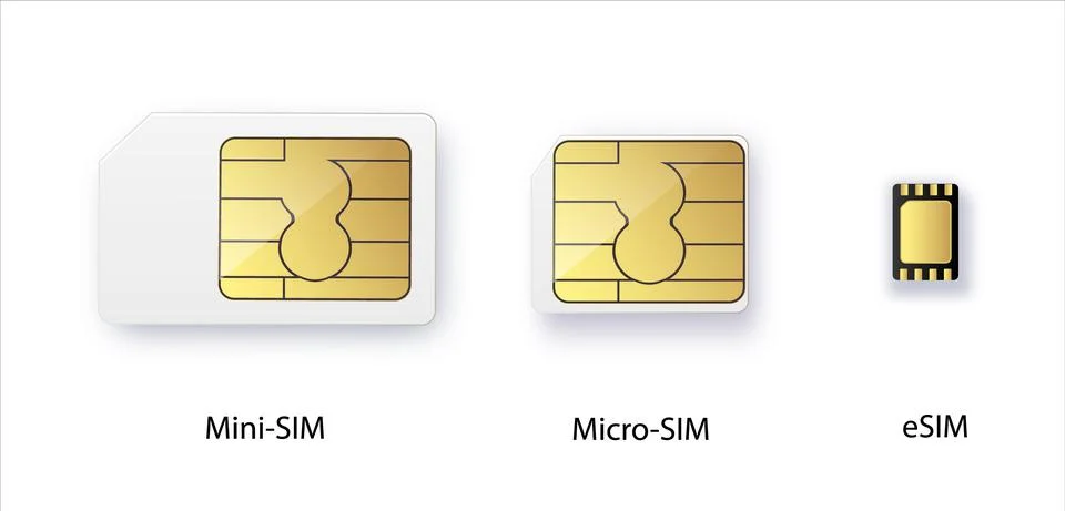 SIM card. Smart cellular wireless communication gsm chip, electronics and Stock Illustration