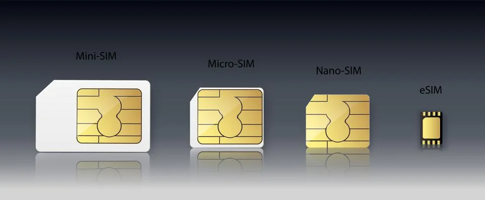 SIM card. Smart cellular wireless communication gsm chip, electronics and Stock Illustration