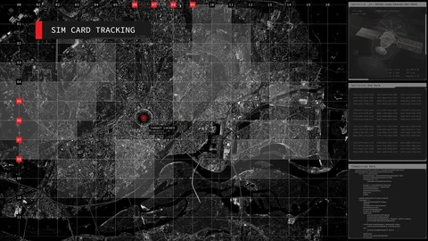 Sim card tracking from satellite, mass surveillance system, privacy violation Stock Footage 96708037