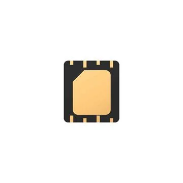 Sim card vector icon, GSM wireless microchip for mobile smartphone, subscriber Stock Illustration